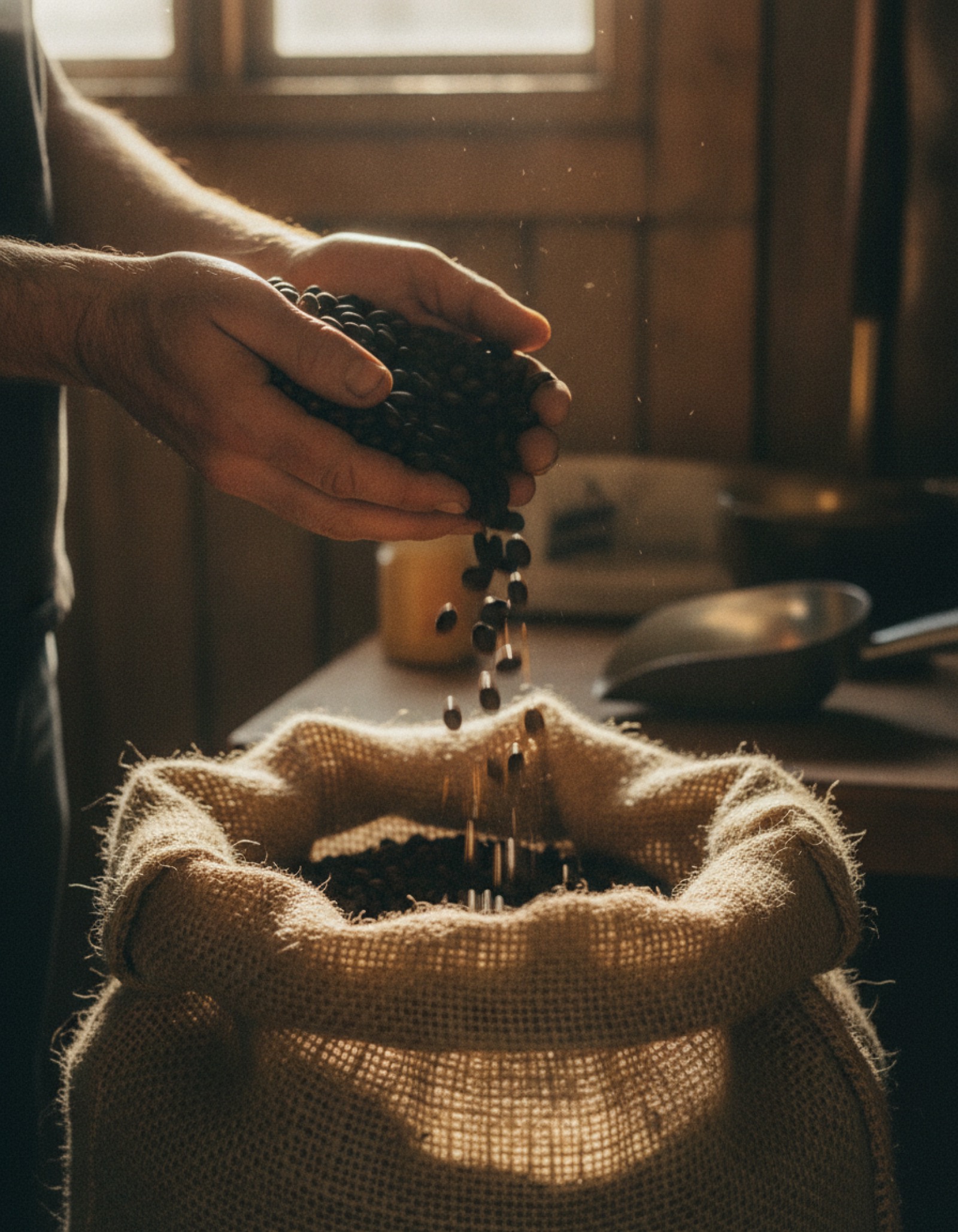Freshly roasted beans, straight from the sack
